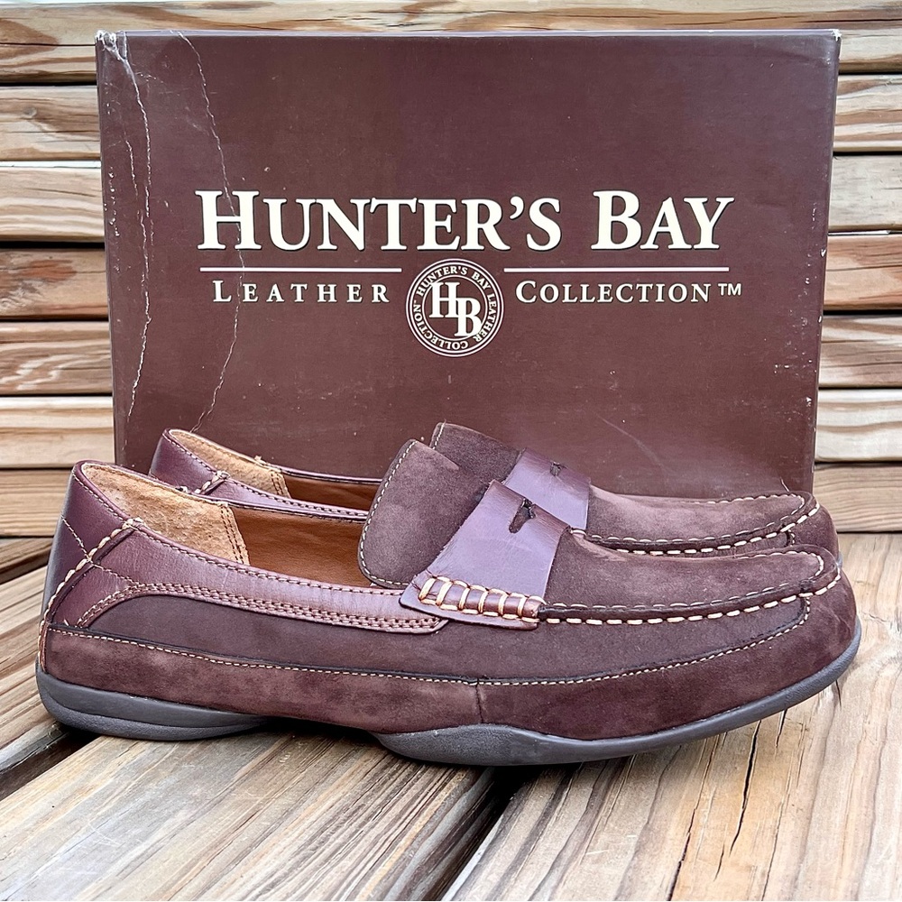 Hunter’s Bay Brown Suede Penny Loafers SZ 10! NEW!